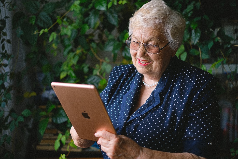 Older woman with an iPad